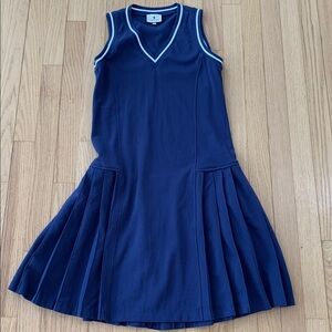Tuckernuck Tennis Dress Pleated Sleeveless V Neck Pickleball Navy Blue Size XS